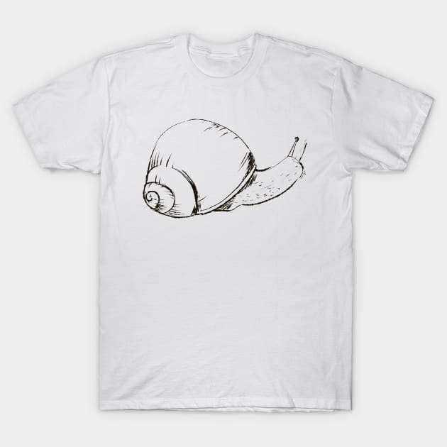 Escargot Snail Slug Lineart T-Shirt by coretdikit